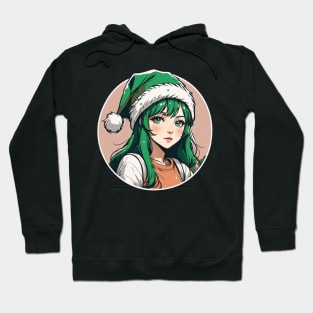 Green haired anime girl with green hat Hoodie